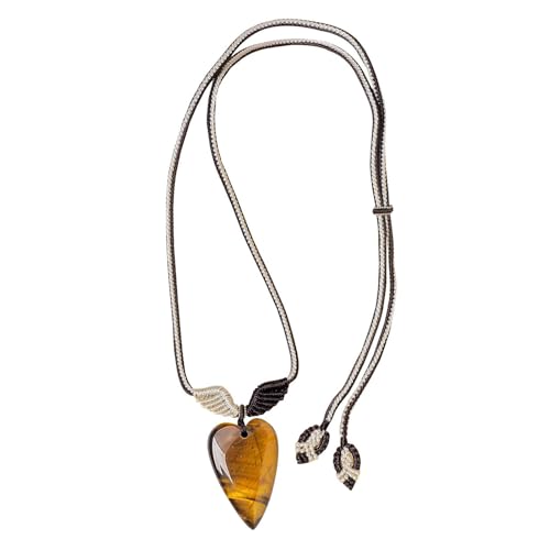 Natürlicher , Herz-Kristall, natürliche Tigerauge-Kristalle – Kristallanhänger, modische Damen-Halskette für Eleganz im Alltag von Generisch