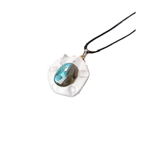 Natürlicher Kristall Rohstein Ton Anhänger - DIY Kristall Stein Halskette für Mädchen Einzigartiges Accessoire, Einheitsgröße von Generisch