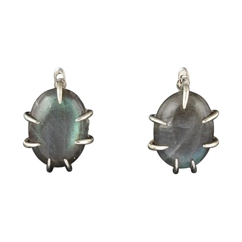 Natural Labradorite Earrings with 925 Sterling Silver Handmade Oval Shape Prong Setting Gemstone Earrings Jewelry von Generisch