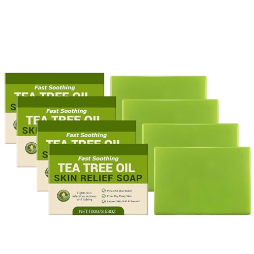 Natural Loravey Relief Seifenstück, Pflanzliche Formel- Herbal Cleansing Soaps, Geruchskontrolle und tägliche erfrischende Reinigung, Sanftes Peeling für Männer und Frauen, Tea Tree Oil Soap 100g von Generisch