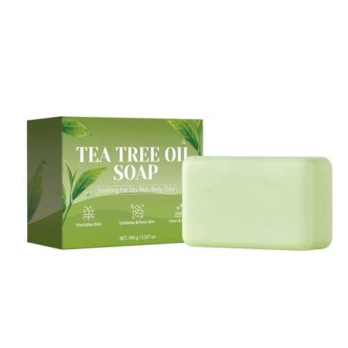 Natural Loravey Relief Soap Bar, Pflanzliche Formel- Herbal Cleansing Soaps, Geruchskontrolle und tägliche erfrischende Reinigung, Sanftes Peeling für Männer und Frauen, Tea Tree Oil Soap 100g von Generisch