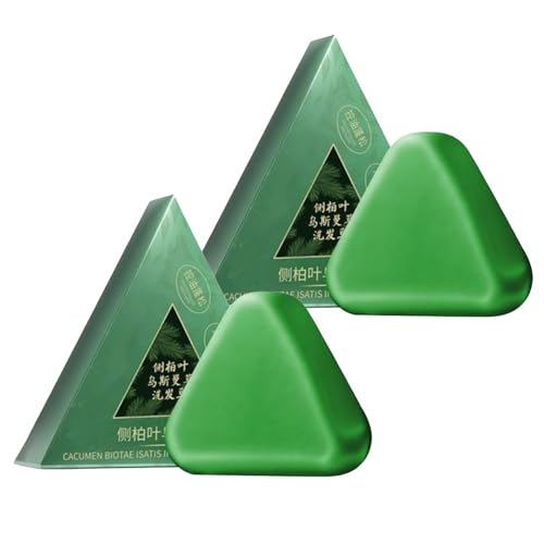 Nature Triangle Shampoo Bar, 2X120g Usman Grass Shampoo Bar, Nährende Haarwuchs Shampoos Riegel Grüne Seife Für Männer Frauen, Tiefenreinigende Stärkend Haarpflege Haarwuchs Seifenriegel Shampoos von Generisch