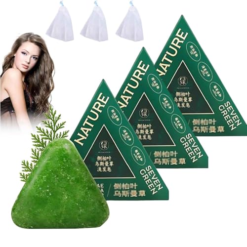 Nature Triangle Shampoo Bar, Natural Triangle Shampoo Bar, Usman Grass Shampo𝐨, Natürliches Festes Shampo𝐨 Auf Pflanzenbasis, Beruhigt Und Stärkt Das Haar Für Frauen Und Männer (3Stück) von Generisch