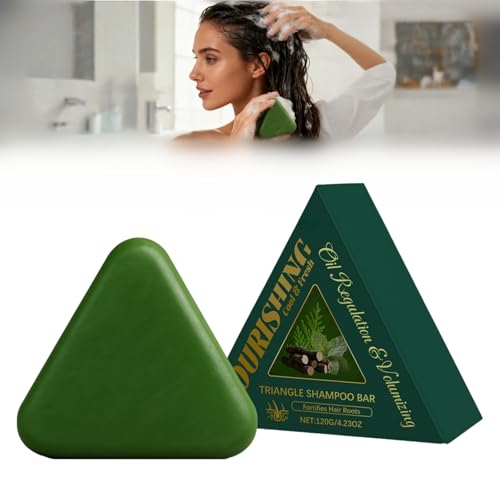 Nature Triangle Shampoo Bar, Nature Seven Green Soap Shampoo, pflegende Shampooseife – beruhigt und stärkt das Haar für Frauen und Männer (1 Stück) von Generisch