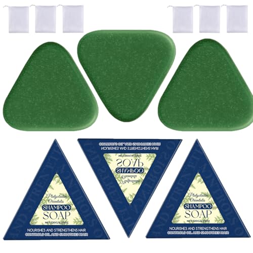 Nature Triangle Shampoo Bar, Nature Seven Green Soap Shampoo Bar, Calming & Strengthens & Smooths Hair for Women and Mens (6pcs) von Generisch