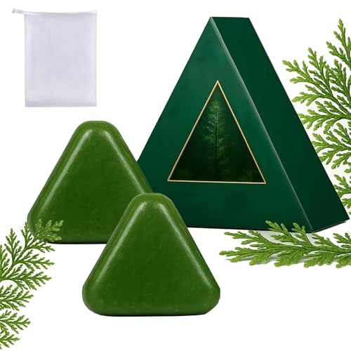 Nature Triangle Shampoo Bar, Usman Grass Shampoo Bar, Nature Seven Green Soap 𝐒hampoo 𝐁ar, stärkt und glättet das Haar, gesund aussehendes Haar für Frauen und Männer (2pcs) von Generisch