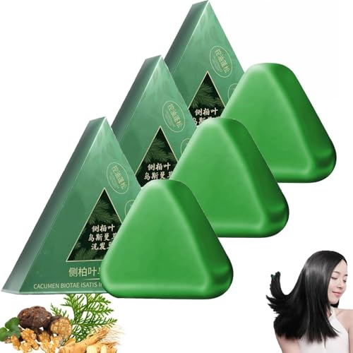 Nature Triangle Shampoo Bar,Natural Klebreiswasser Festes Shampoo Bar zur Haarpflege für Frauen und Männer,Sanfte Formel,Sanfte Reinigung,Verbesserung Haare,120g (3PC) von Generisch