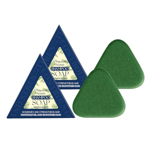 Nature Triangle Shampoo Bars, Green Soap Shampoos, Green Triangle Soap For Hair, Natural Cypress Leaf Usman Grass Solid Shampoo Bars for Hair Care for Women and Mens von Generisch