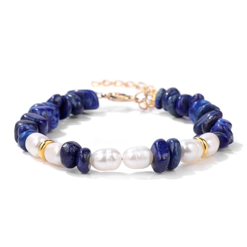 Naturstein Armband Damen, Handgewebtes Verstellbares Karabinerverschluss-Modearmband Mit 5–8 Mm Unregelmäßigem Natürlichem Edelsteinkristall, Elastischem Seil, Energieschmuck Für Männer Und Fr von Generisch