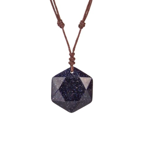 Naturstein-Halskette Mit Davidstern-Hexagramm-Anhänger Für Damen Und Herren, Heilkristall-Amulett, Edelstein-Anhänger-Halskette Mit Verstellbarer Kordel, Statement-Schmuck, Geschenk, Schwarzer Onyx von Generisch