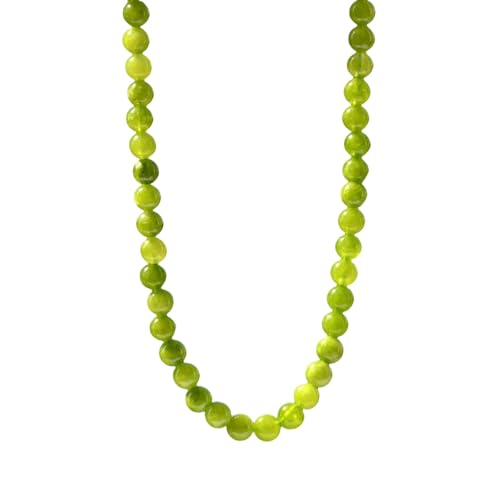 Naturstein Perlen Halskette Heilkristall 6Mm/8Mm/10Mm Choker Halskette Boho Stapelbar Edelstein Choker Handgefertigter Schmuck Geschenk Für Frauen Männer Prehnit 6Mm von Generisch
