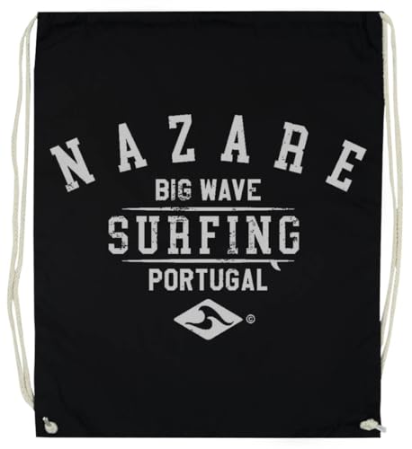 Nazare Big Wave Surfing Schwarze Trainingstasche Mit Unisex-Kordelzügen von Generisch