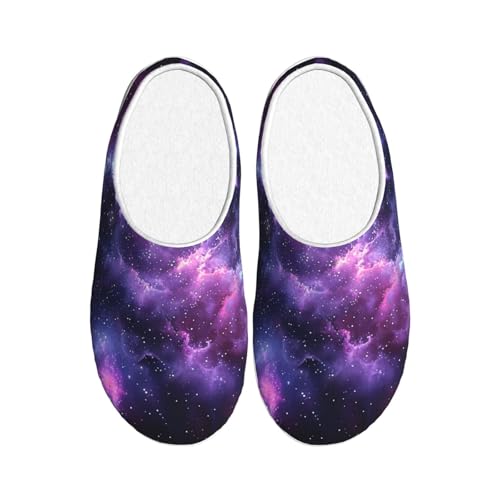 Nebula Star Damen Hausschuhe Flanell Haus Pantoffeln für Männer Weltraum rutschfest Warme Winterschuhe für Indoor Outdoor, mehrfarbig, X-Small Men/ X-Large Women von Generisch
