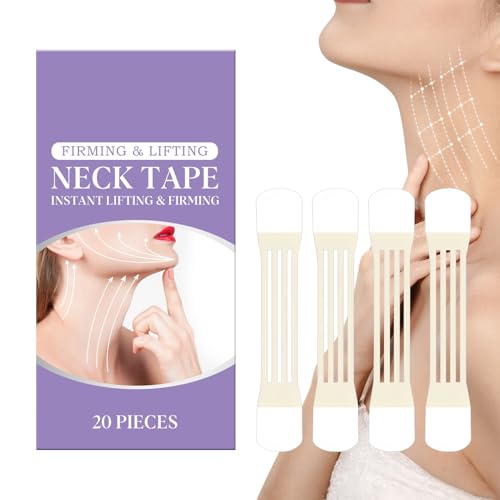 Neck Tightening Tape, Face Shaping Patch Invisible, Sweatproof Natural Strips, 20 Pieces Fitness Enthusiasts, Perfect for Daily Clothing Layering, Wedding Brides and Special Occasions von Generisch