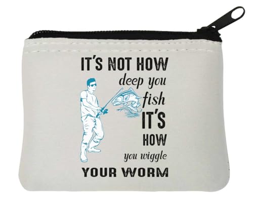 Neopren-Geldbörse mit Aufschrift "It's Not How Deep You Fish It's How You Wiggle Your Worm", 10 x 11 cm, Weiß Neopren-Geldbörse mit Aufschrift "It's Not How Deep You Fish It's How You Wiggle Your Worm", 10 x 11 cm, Weiß von Generisch