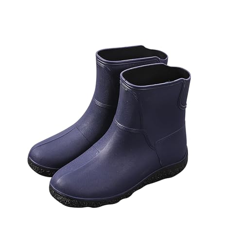 Neopren Gummistiefel Wasserdichte Boots Damen 2024 Herrenmode Temperament England Regenstiefel mittelkalb Stiefel Rutschfeste Wasserschuhe Schuhe Herren 2017 (Blue,42) von Generisch
