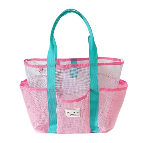 Netz-Strandtasche – Schultertasche | große Kapazität Mesh wiederverwendbare Strandtasche | Damen Gepäcknetz Tasche für Reisegepäck Outdoor Kreuzfahrt Picknick Camping Wandern See Familie Resort von Generisch