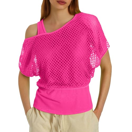 Netzshirt 80Er Jahre Damen Netztop Netzhemd Sommertops Karneval Fasching Oberteil Neonfarbene Kleidung Kostüm Für Motto Party Hip Hop Schulterfreies Netzhemd Einfarbige Hot Pink L Netzshirt 80Er Jahre Damen Netztop Netzhemd Sommertops Karneval Fasching Oberteil Neonfarbene Kleidung Kostüm Für Motto Party Hip Hop Schulterfreies Netzhemd Einfarbige Hot Pink L von Generisch