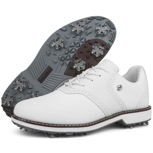Neu Es gibt Nägel. Professioneller Boden Golfschuhe Außenbereich Ausbildung Schuhe Verschleißbeständigkeit Rutschschutz Sportschuhe (42,K06 Weiß mit Nägeln) von Generisch