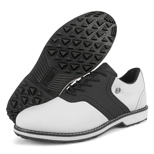Neu Es gibt Nägel. Professioneller Boden Golfschuhe Außenbereich Ausbildung Schuhe Verschleißbeständigkeit Rutschschutz Sportschuhe (43,K06 Schwarz-Weiß) von Generisch