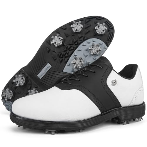 Neu Es gibt Nägel. Professioneller Boden Golfschuhe Außenbereich Ausbildung Schuhe Verschleißbeständigkeit Rutschschutz Sportschuhe (46,K05 schwarz weiß ohne Nägel) von Generisch