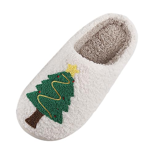 Neue Weihnachten Baum Weihnachten Warme Winter Hausschuhe Paar Dicke Sohle Weiche Sohle Schuhe Verdickt Slip Hausschuhe Für Männer Und Frauen (Green, 37) von Generisch