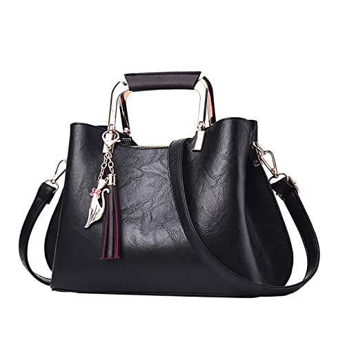 Neue einfarbige Damen-Handtasche mit Kreuzschulter, Oster-Tragetasche, Schwarz , Einheitsgröße von Generisch