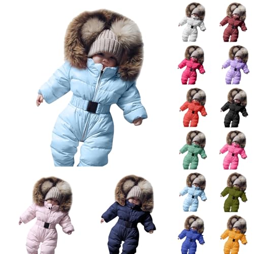 Neugeborenes Baby Schneeanzug Winterjacke Winteroverall Schneeanzüge Spielanzug Kapuzenoverall Snowsuit Schuh Überzieher Einteiler Footed Skianzug Strampler Outfit Anzug fur 0-24 Monate Mädchen Jungen von Generisch