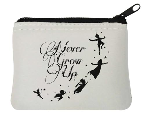 Never Grow Up Flying Neopren-Münzgeldbörse, 10 x 11 cm, Weiß von Generisch