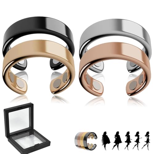 Nevolta Magnetring Damen, Vital Der Magnetfeldtherapie-Ring, Magnetring Wechseljahre Zur Unterstützung Von Stressabbau, Besserem Schlaf, Figur-Balance, Verstellbar & Hautfreundlich (G) von Generisch