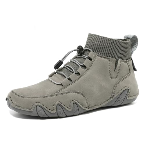 Nevova Schuhe, Herren-Sneaker aus weichem Leder, lässige von, orthopädische für Damen, High-Top (Gray Cotton,48) von Generisch