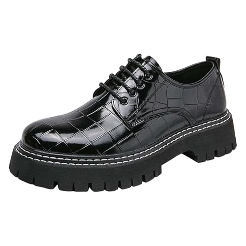 New Men's Lacquered Leather Upper British Splicing Business Casual Gentlemen's Leather Shoes Herren Schuhe 1 (Black, 45) von Generisch