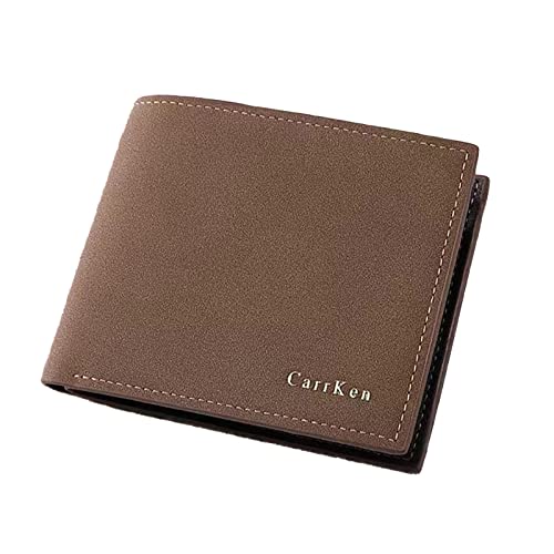 New Mens Short Fashion Multi Functional Soft Leather Frosted Wallet Picture Frame (Brown, One Size) von Generisch