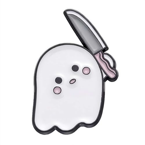 Niedliche Cartoon-Halloween-Geister-Brosche – Legierung Emaille Pin für Kostüm & Kleidung Dekoration, Halloween Festlich Weiß Horror Abzeichen für Damen Herren Tasche Jacke Rucksack Hut Hose, 1 Stpck von Generisch
