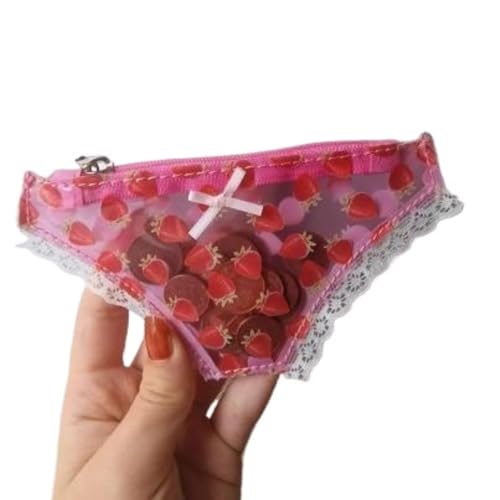 Niedliche Spitzen-Geldbörse PVC-Höschen-förmige Mini-Aufbewahrung Tasche mit Reiß Verschluss Erdbeer-Make-up-Tasche Tolle Party, Geschenk zum Geburtstag Niedliche Spitzen-Geldbörse PVC-Höschen-förmige Mini-Aufbewahrung Tasche mit Reiß Verschluss Erdbeer-Make-up-Tasche Tolle Party, Geschenk zum Geburtstag von Generisch