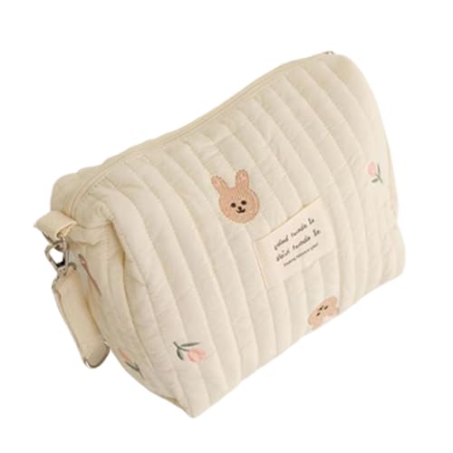 Niedliche Wickeltasche, geräumige, tragbare Baumwolltasche, bequemer Tragegriff, maschinenwaschbares Äußeres, multifunktionale Kinderwagen-Reißverschlusstasche für Flasche, Feuchttücher, Schnuller von Generisch
