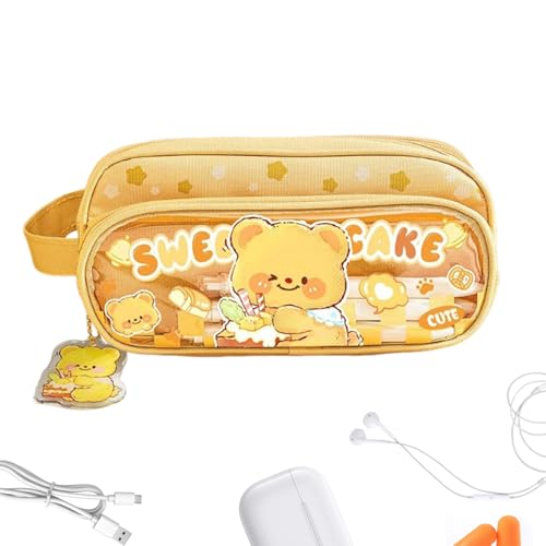 Niedlicher Federmäppchen - Großes Cartoon-Tiermotiv Stiftetasche für Mädchen - Tragbarer Stiftehalter Organizer für Schere Kinder Schüler Schule Reise von Generisch