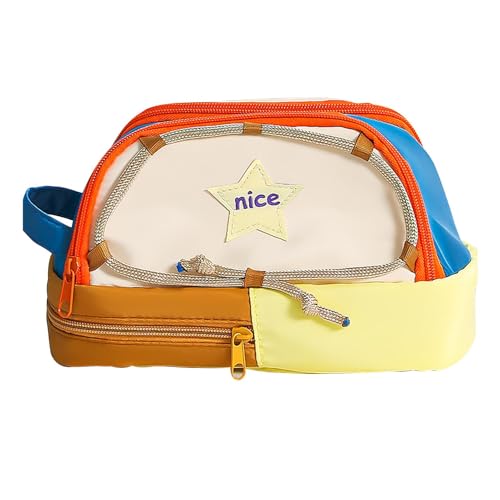 Niedliches Federmäppchen, ästhetisch – Aufbewahrungstasche mit Sternmuster, stabiler Reißverschluss, tragbarer Kosmetik-Organizer, Schulbedarf, Teenager, Mädchen, coffee, Refer to description, Unisex von Generisch