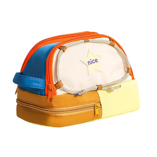 Niedliches Federmäppchen, ästhetisch – Stifthalter mit Sternmuster, stabiler Reißverschluss, Schulbedarf, Kosmetik-Organizer für Reisen, coffee, Refer to description, Unisex von Generisch