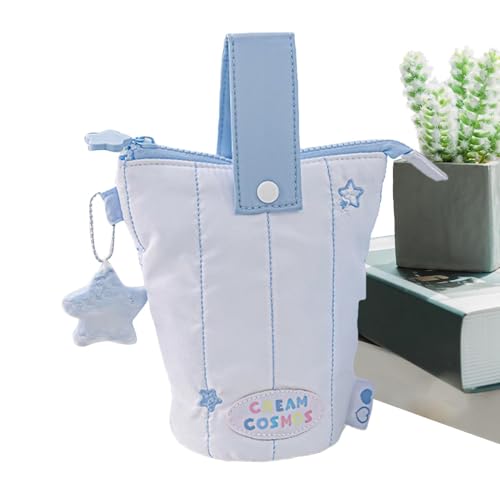 Niedliches Federmäppchen aus Baumwolle mit Cartoon-Motiv, Schreibwaren-Organizer, abnehmbarer Griff, große Kapazität, Stifthalter für Schule und Kunst, weiß, Refer to description, Unisex von Generisch