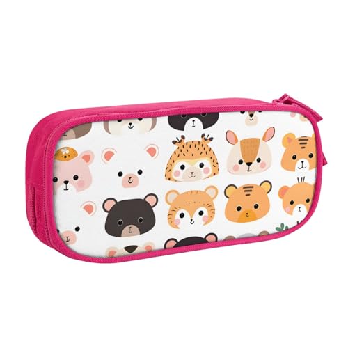 Niedliches Tier-Zoo-Federmäppchen für Jungen und Mädchen, Bär, Giraffe, große Stifttasche, Schreibtisch-Organizer, Federmäppchen für Schule, Büro, Make-up-Tasche mit Reißverschluss, blau, 21x5x10.5cm von Generisch