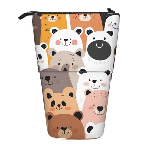 Niedliches Tierbär-Federmäppchen, Cartoon-Stifttasche, Teleskop-Federtasche, Pop-Up-Kosmetiktasche, Schreibwaren-Organizer für Schule, Büro, Reisen von Generisch
