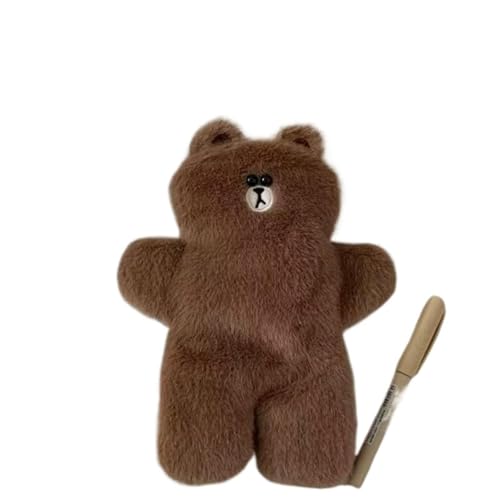 Niedliches weiches Plüschtier Braunbär große Kapazität Federmäppchen Anime Federmäppchen für Mädchen Jungen Aufbewahrungstasche Stifthalter Schule Studenten Schreibwarenetui von Generisch