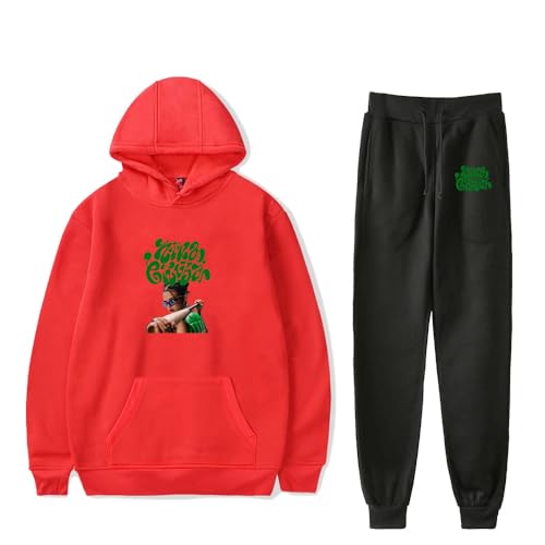 N Chuba Classic Graphic Hoodies Jogger Hose Zweiteiliges Set Sweatshirts + Sweatpants Herren Damen Outfit-Sets, Rotschwarz, L von Generisch