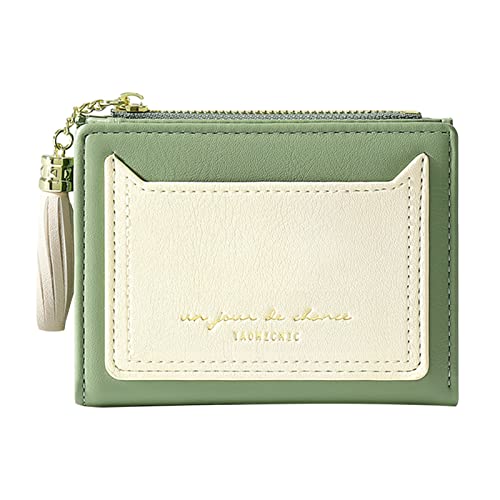 Nine Wallet Leopard Zipper Wallet Short Two Fold Multi Card Wallet Wallets Men, grün, Einheitsgröße von Generisch