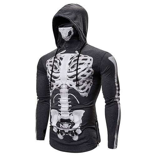 Ninja Hoodie Herren Cyberpunk Totenköpfe Maske Hoodie Skull Techwear Sweatshirt Oberteile Tactical Urban Hip Hop Japanisches Sweatshirt Freizeitjacken von Generisch