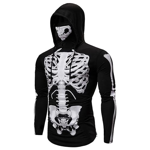 Ninja Hoodie Herren Cyberpunk Totenköpfe Maske Hoodie Skull Techwear Sweatshirt Oberteile Tactical Urban Hip Hop Japanisches Sweatshirt Freizeitjacken von Generisch