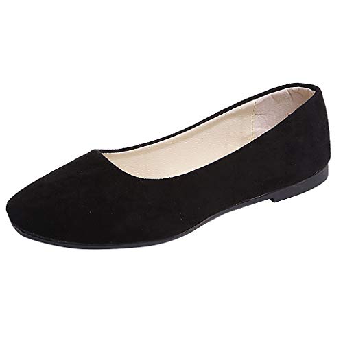 Nizza Schuhe Damen Frauen solide große Größe rutscht auf flachen flachen Komfort beiläufige einzelne Schuhe Damenschuhe Gelb 39 (Black, 39) von Generisch
