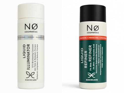 No Cosmetics Liquid Refiner & Liquid Illuminator - 2-in-1 Skincare Set für ein Reine und glatte Haut + Purelife Sticker von Generisch