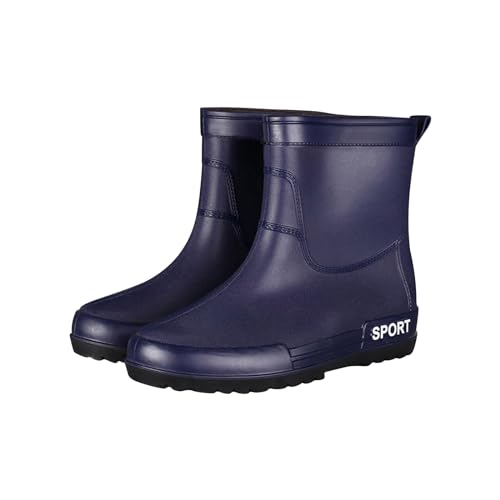 No Tie Boots Herren Mode Explosion Regen Schuhe Mid Calf Wasserschuhe Küche Takeout Regenstiefel Angeln Gummischuhe Gummi Halbstiefel Herren, blau, 40 2/3 EU von Generisch